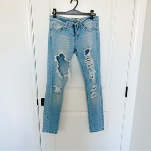 VIP Distressed Blue Denim Jeans
